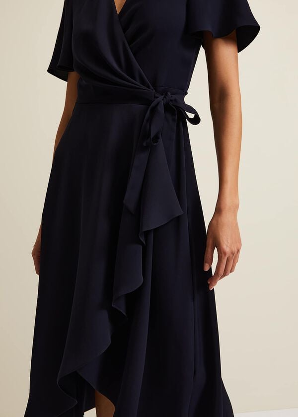 Phase Eight Julissa Navy Frill Wrap Dress