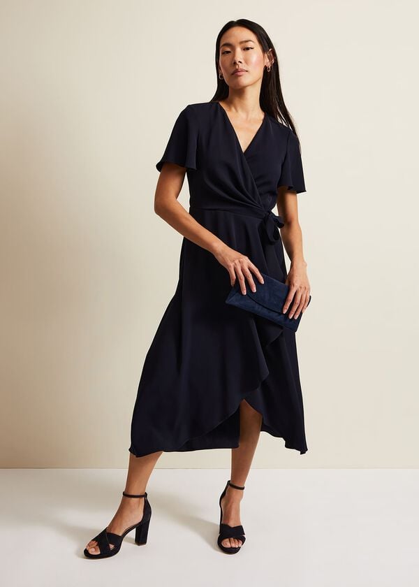 phase eight Julissa Navy Frill Wrap Dress