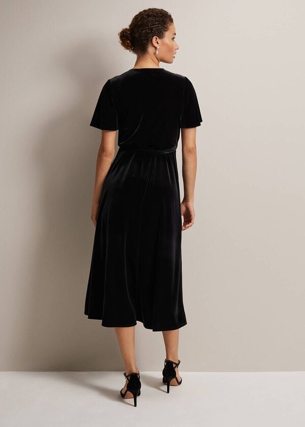 Phase Eight Julissa Velvet Ruffle Wrap Midi Dress