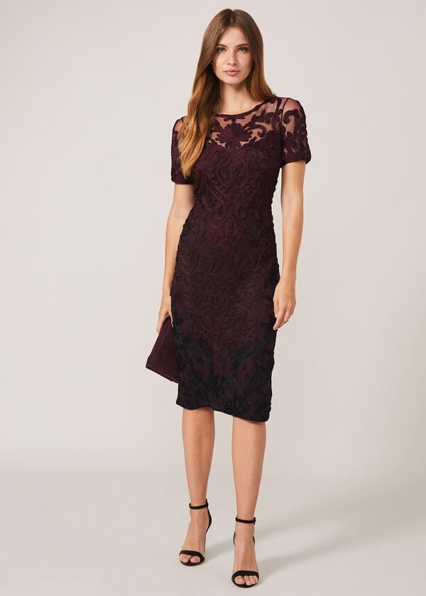 Phase Eight Kadie Cap Sleeve Tapework Dress