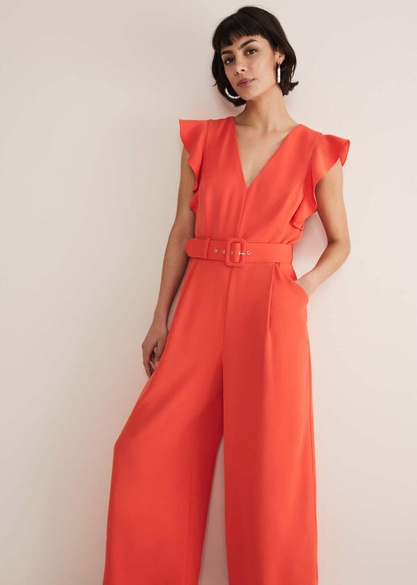 Phase Eight Kallie V Neck Frill Jumpsuit