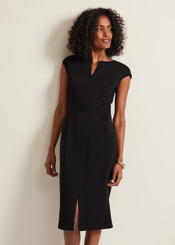 Phase Eight Karmie Black Ponte Bodycon Midi Dress
