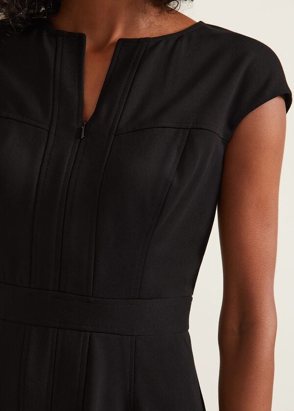 Phase Eight Karmie Black Ponte Bodycon Midi Dress