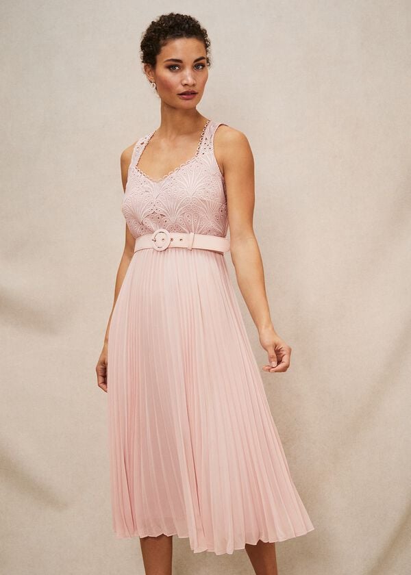 Phase Eight Kassidy Lace Bodice Pleat Dress