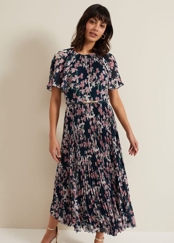 Phase Eight Kathleen Floral Pleated Midi Dress