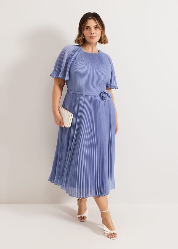 Phase Eight Kathleen Pale Blue Pleat Dress