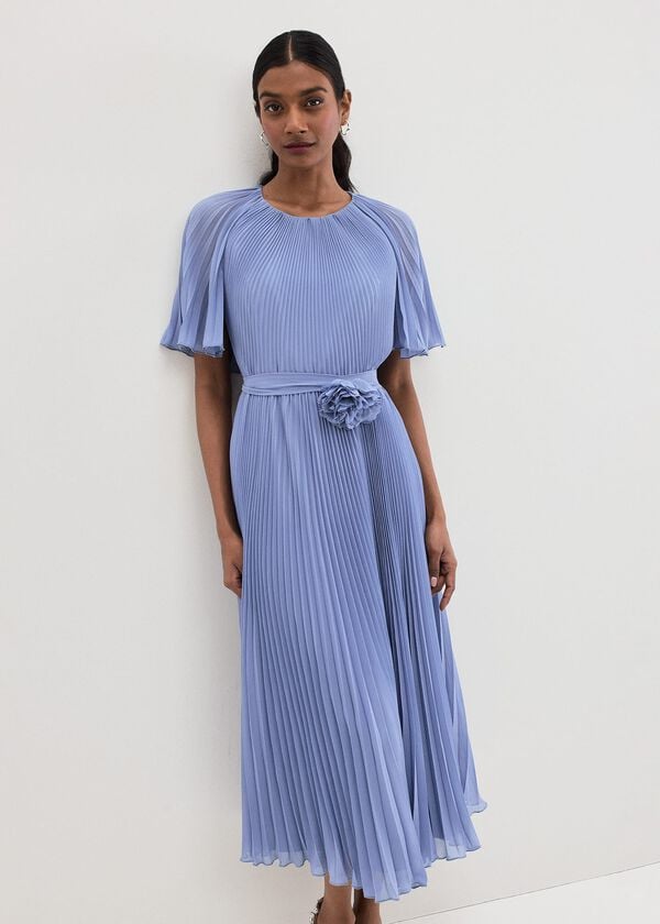 Phase Eight Kathleen Pale Blue Pleat Dress