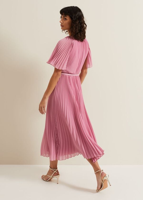 Phase Eight Kathleen Pleated Plain Midi Dres