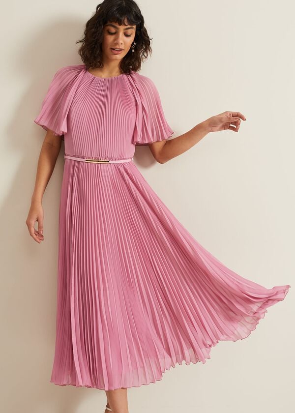 Phase Eight Kathleen Pleated Plain Midi Dres