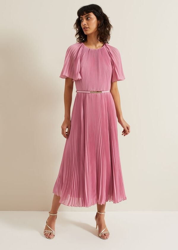 phase eight Kathleen Pleated Plain Midi Dres