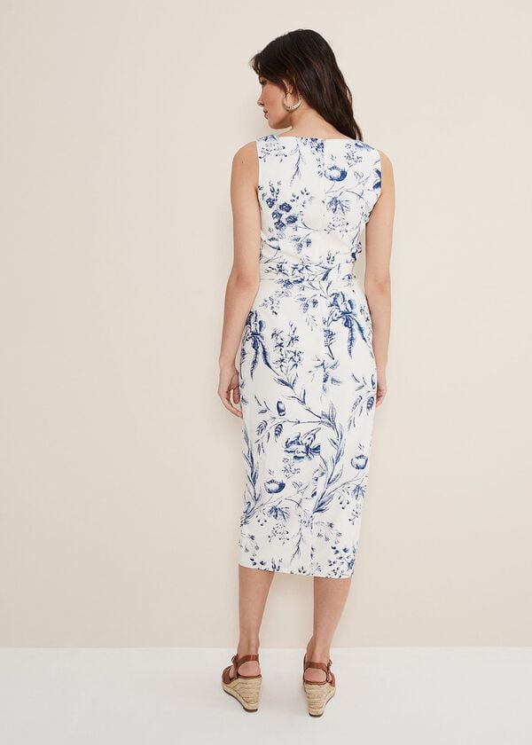 Phase Eight Kaya Linen Floral Bodycon Midi Dress