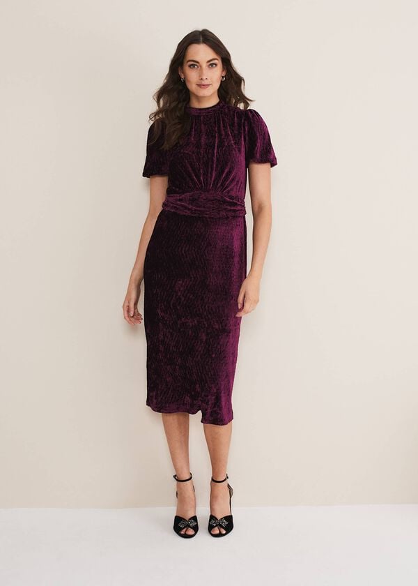 Phase Eight Kaylee Velvet Pleat Dress