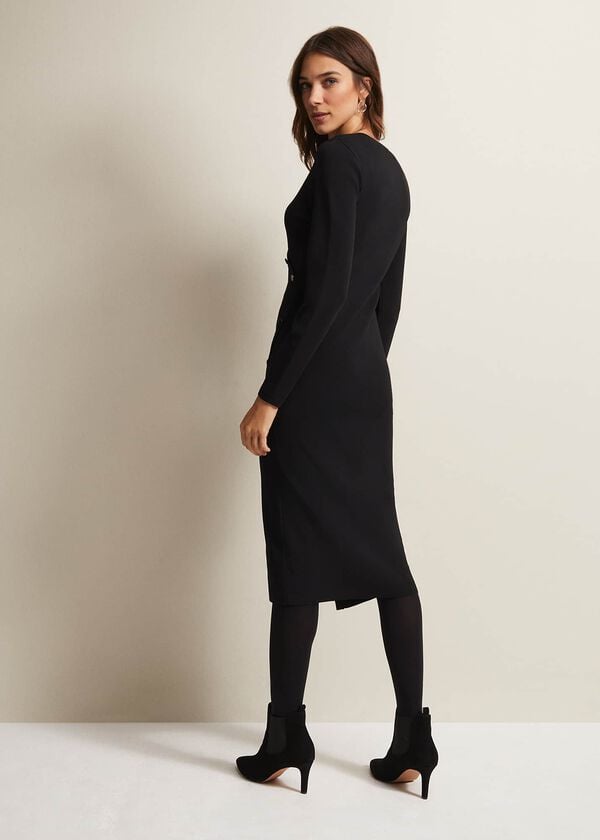 Phase Eight Kellia Black Knitted Midi Dress