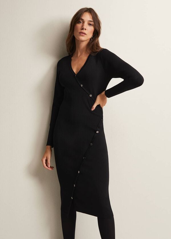 phase eight Kellia Black Knitted Midi Dress