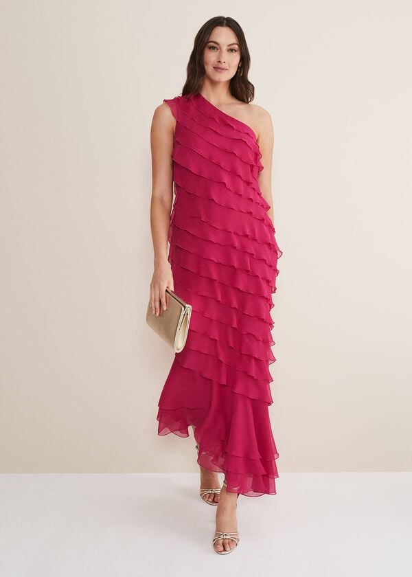 Phase Eight Kelsey Layered One Shoulder Maxi Dress