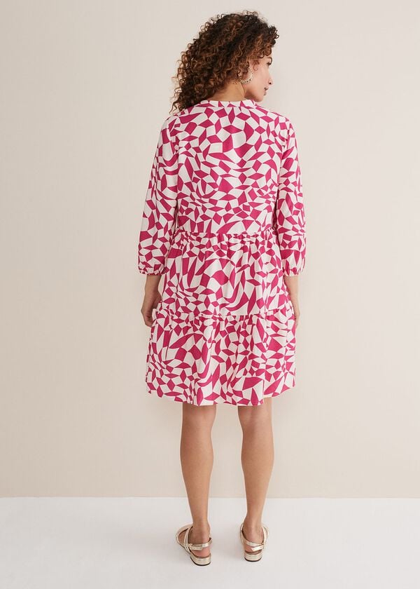 Phase Eight Kesia Pink Geo Swing Mini Dress