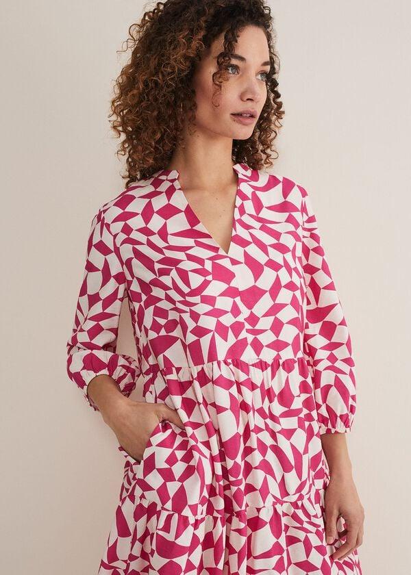 Phase Eight Kesia Pink Geo Swing Mini Dress