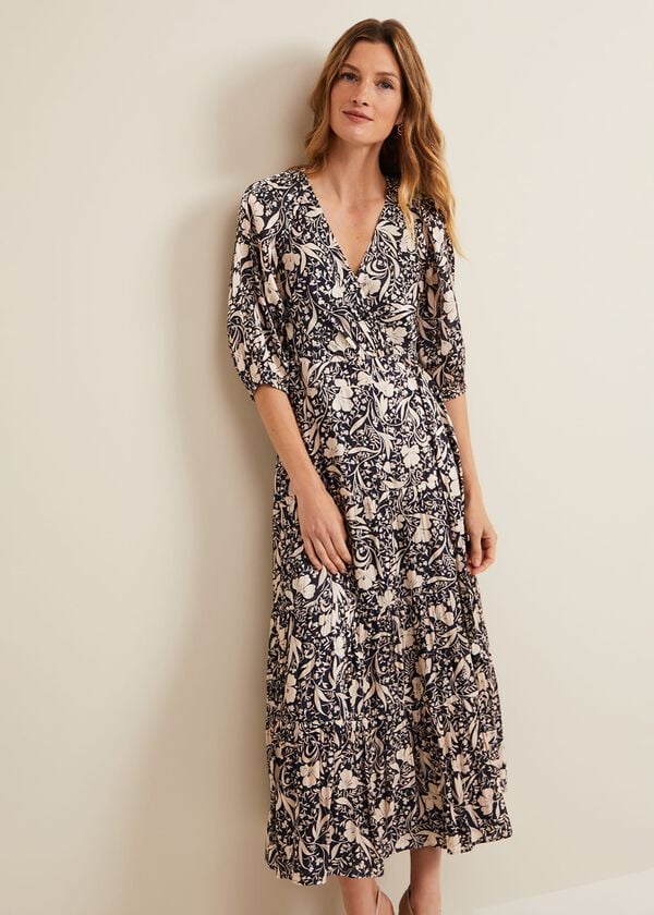 Phase Eight Kezia Satin Floral Wrap Dress