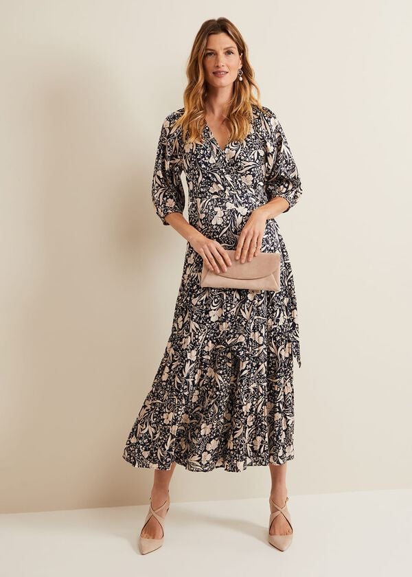 phase eight Kezia Satin Floral Wrap Dress