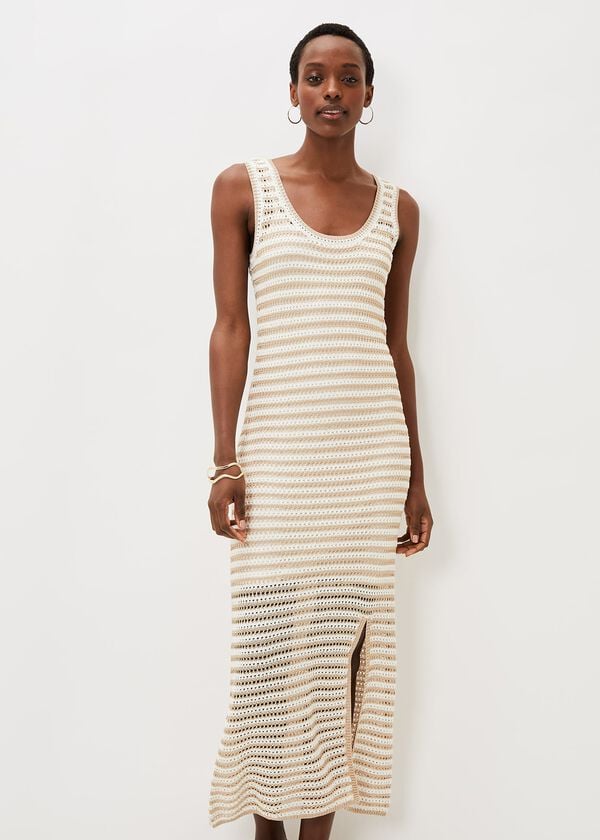 Phase Eight Kimmy Crochet Stripe Maxi Dress