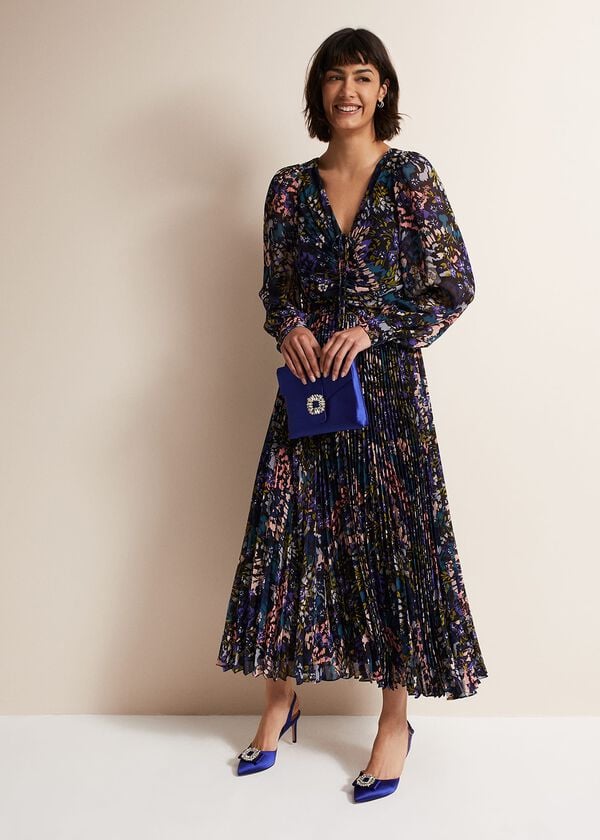 Phase Eight Kindra Floral Pleated Midi Dress