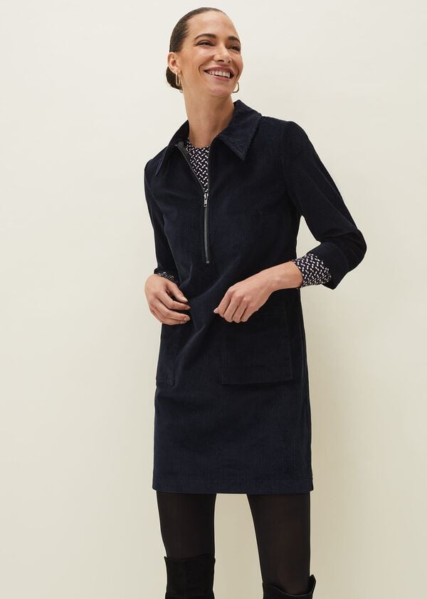 Phase Eight Kirsty Corduroy Zip Front Dress