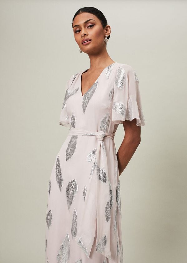 Phase Eight Larah Lurex Feather Jaquard Maxi Dress