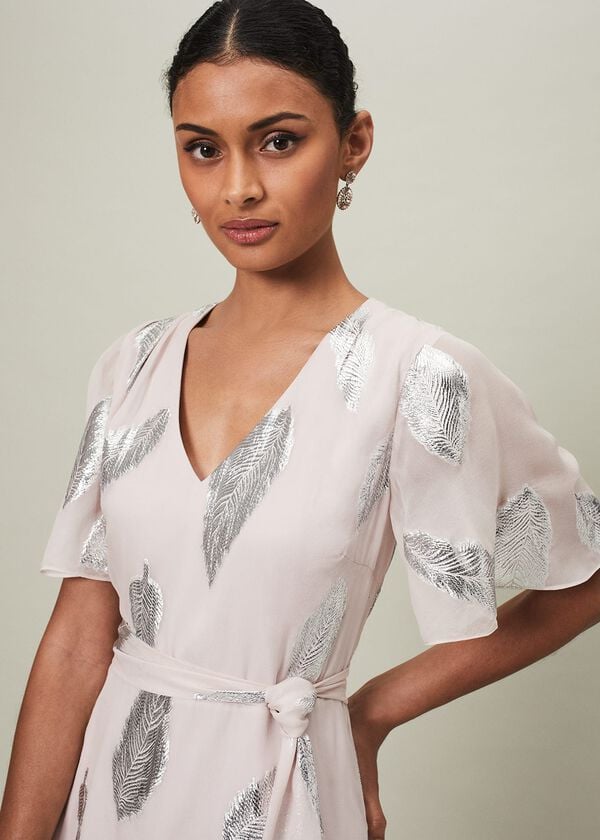 Phase Eight Larah Lurex Feather Jaquard Maxi Dress