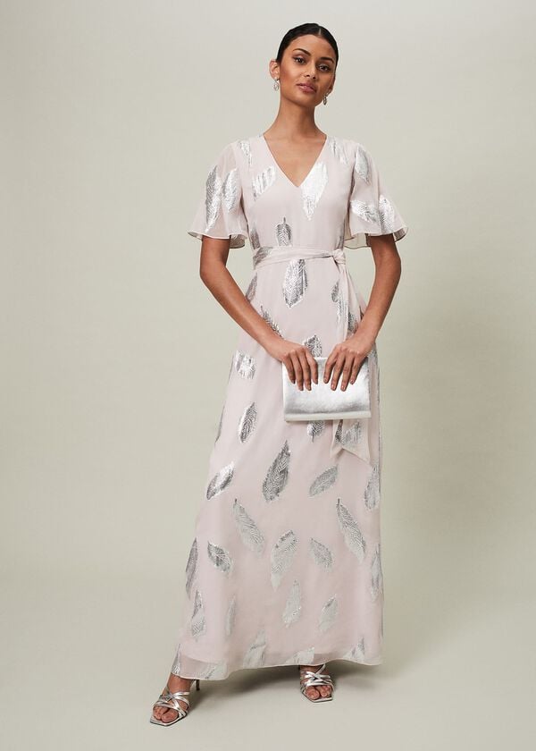 phase eight Larah Lurex Feather Jaquard Maxi Dress