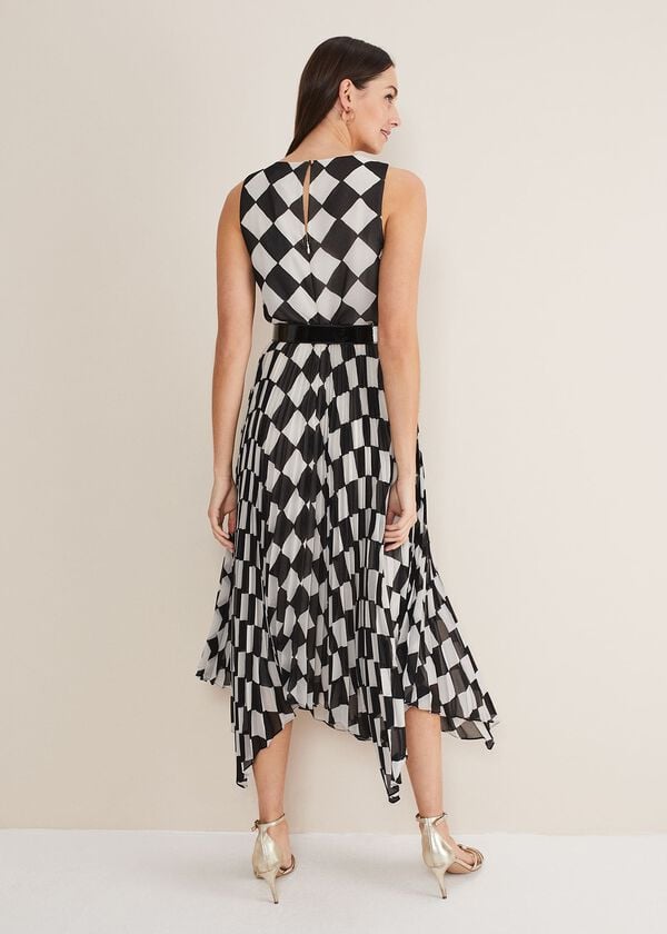 Phase Eight Laurel Checked Pleated Midi Dress