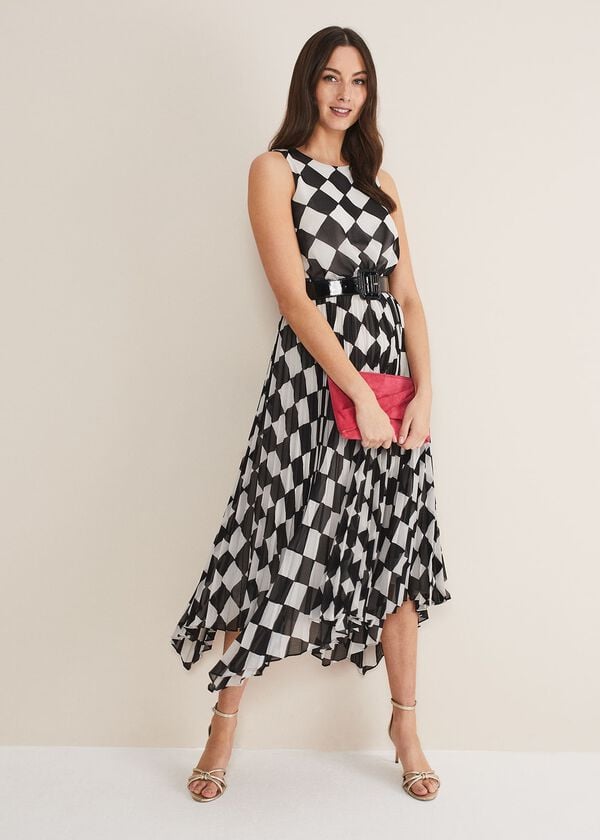 phase eight Laurel Checked Pleated Midi Dress