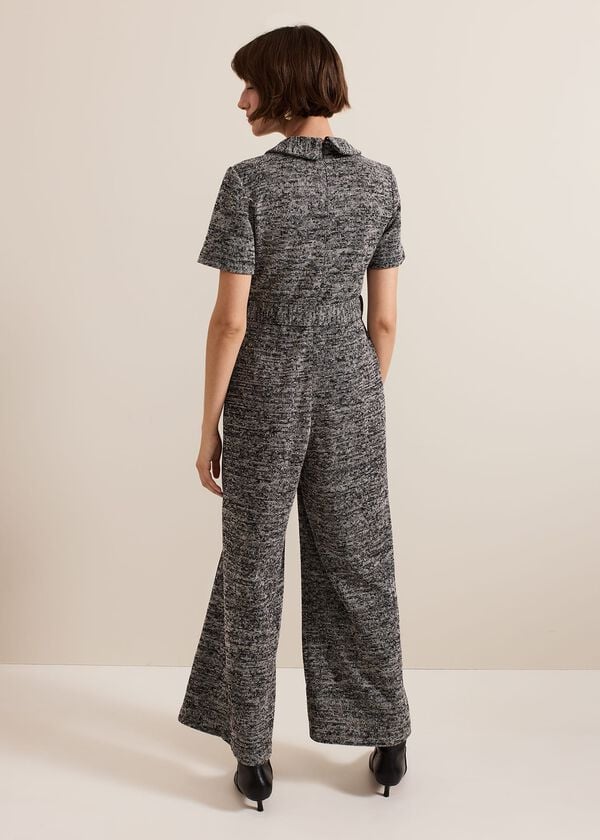Phase Eight Lavinia Grey Tweed Wide Leg Jumpsuit
