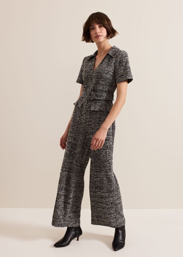 phase eight Lavinia Grey Tweed Wide Leg Jumpsuit