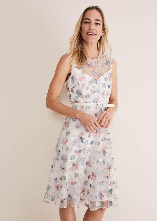 Phase Eight Leighton Floral Embroidered Midi Dress