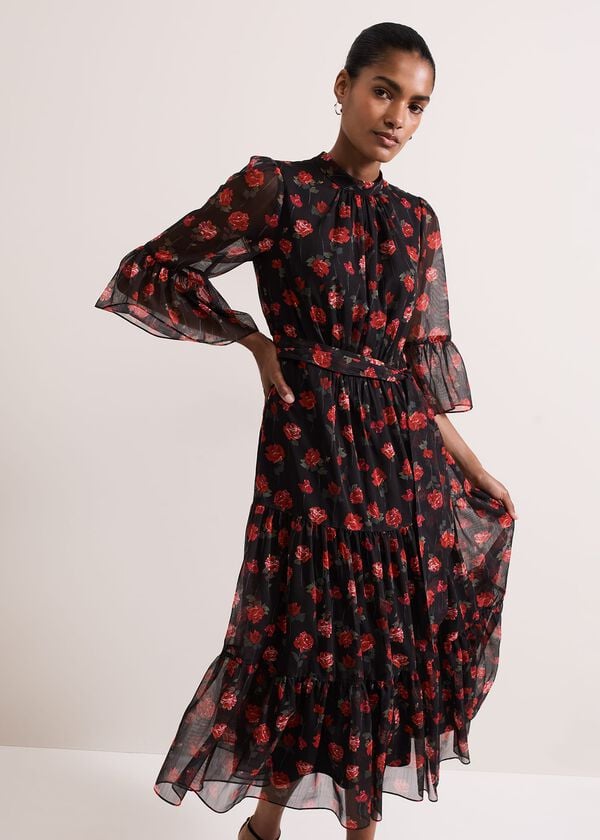 Phase Eight Lela Floral Textured Midi Dress