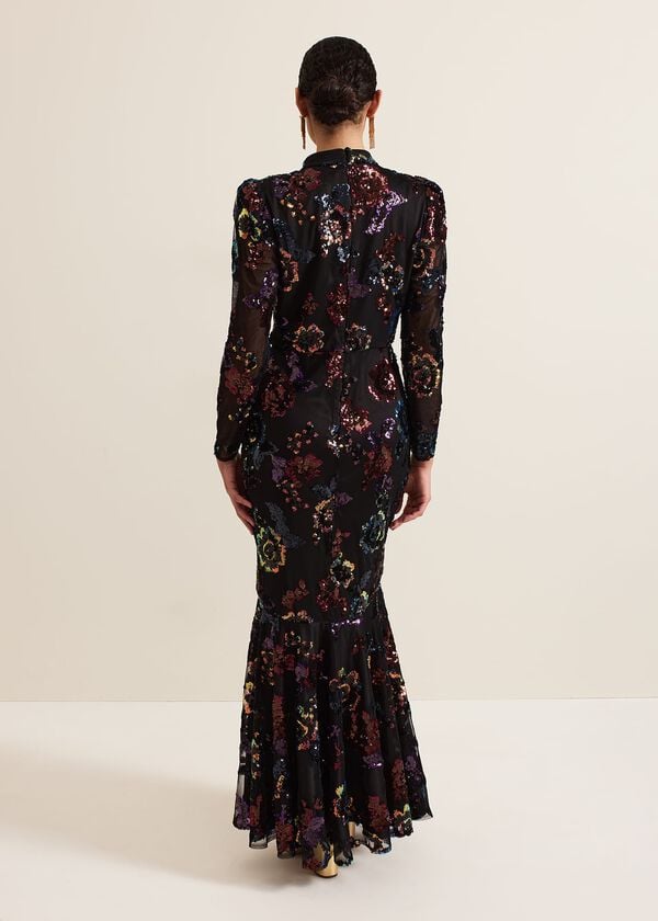 Phase Eight Lelo Sequin Long Sleeved Maxi Dress