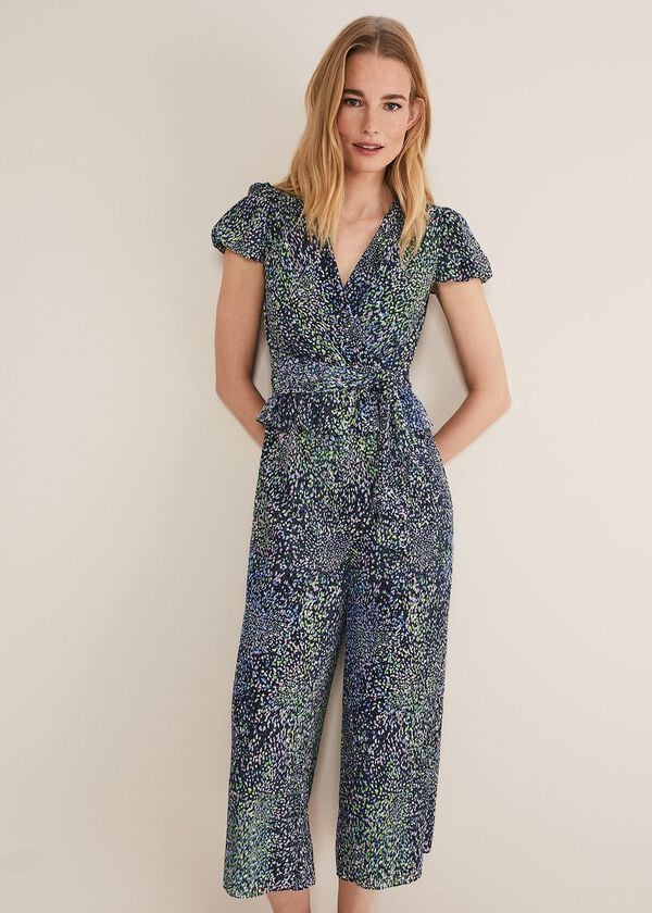 Phase Eight Leora Wrap Printed Plisse Jumpsuit