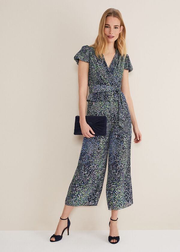 phase eight Leora Wrap Printed Plisse Jumpsuit