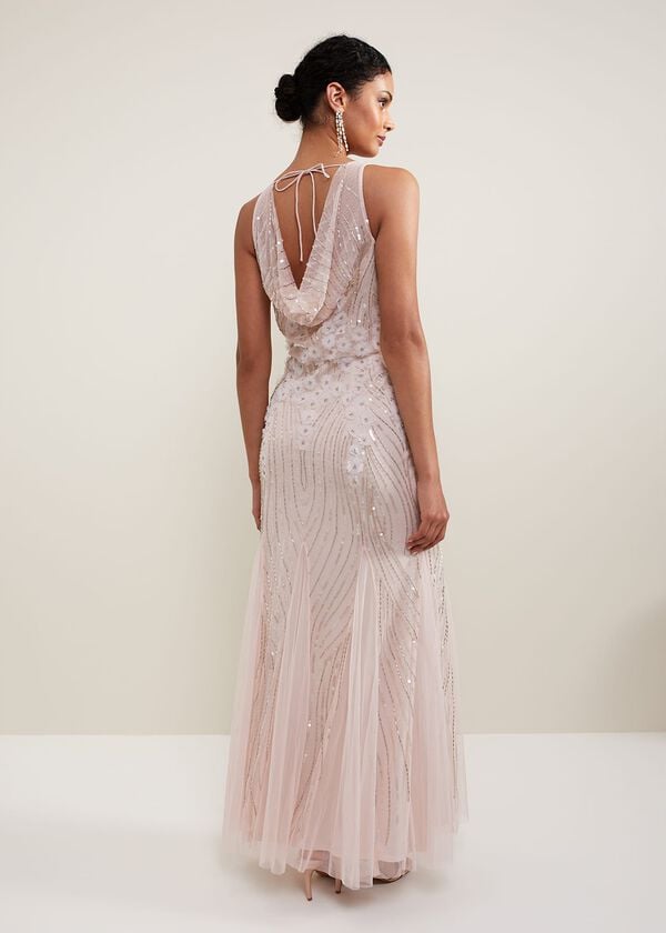 Phase Eight Lexi Ditsy Beaded Cowl Maxi Dress