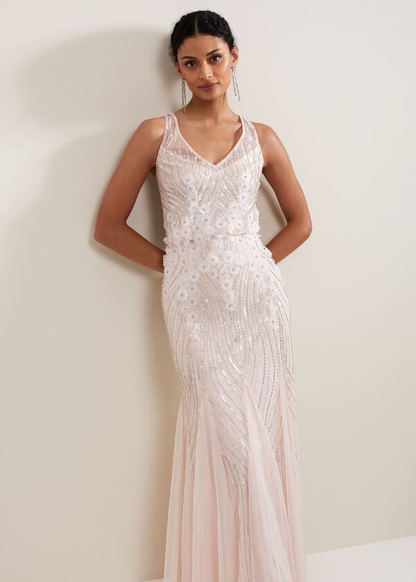 Phase Eight Lexi Ditsy Beaded Cowl Maxi Dress