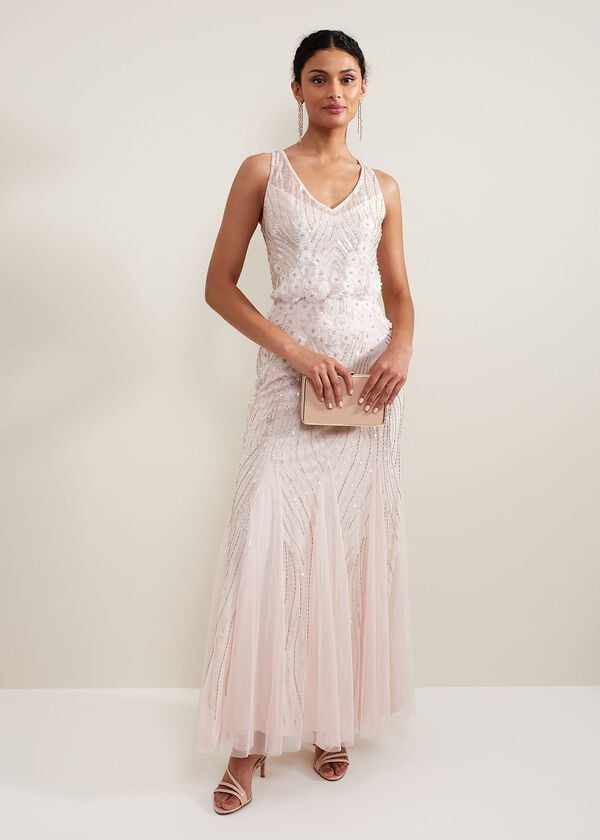 phase eight Lexi Ditsy Beaded Cowl Maxi Dress