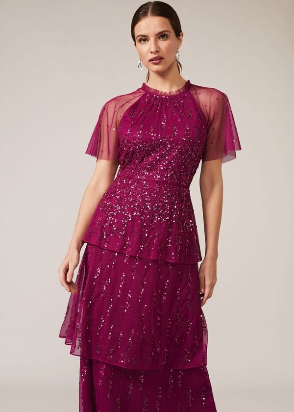 Phase Eight Liliana Tiered Embellished Dress