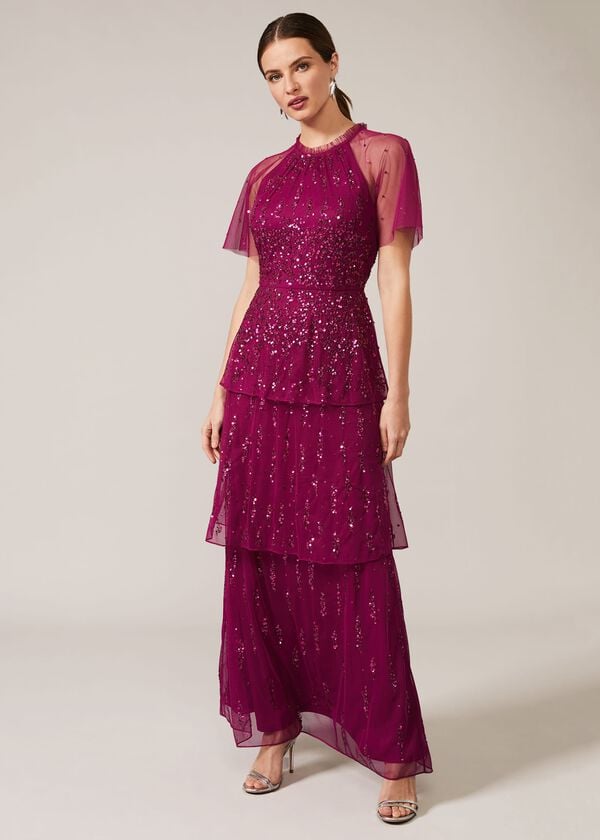 phase eight Liliana Tiered Embellished Dress