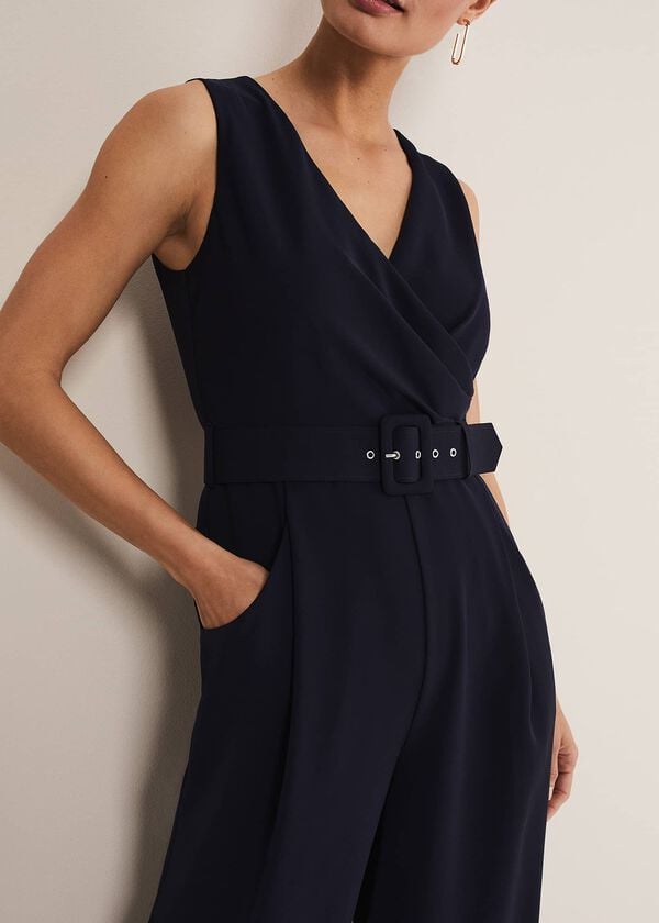 Phase Eight Lissia Navy Wide Leg Jumpsuit