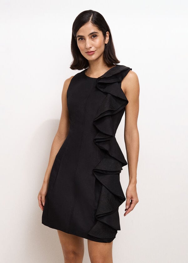 Phase Eight Lois Black Ruffle Mini Dress