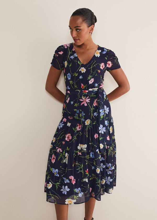 Phase Eight Lola Floral Tiered Midi Dress