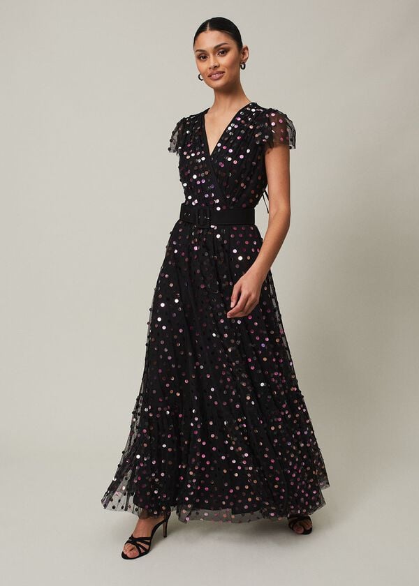 phase eight Loren Sequin Spot Tulle Maxi Dress