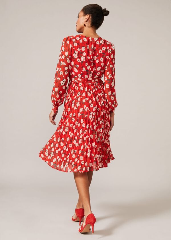 Phase Eight Lou-Poppy Floral Ditsy Pleated Dress