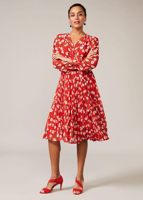 Phase Eight Lou-Poppy Floral Ditsy Pleated Dress