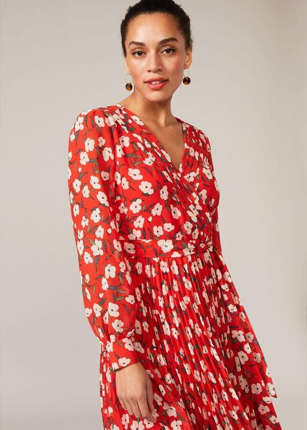 Phase Eight Lou-Poppy Floral Ditsy Pleated Dress